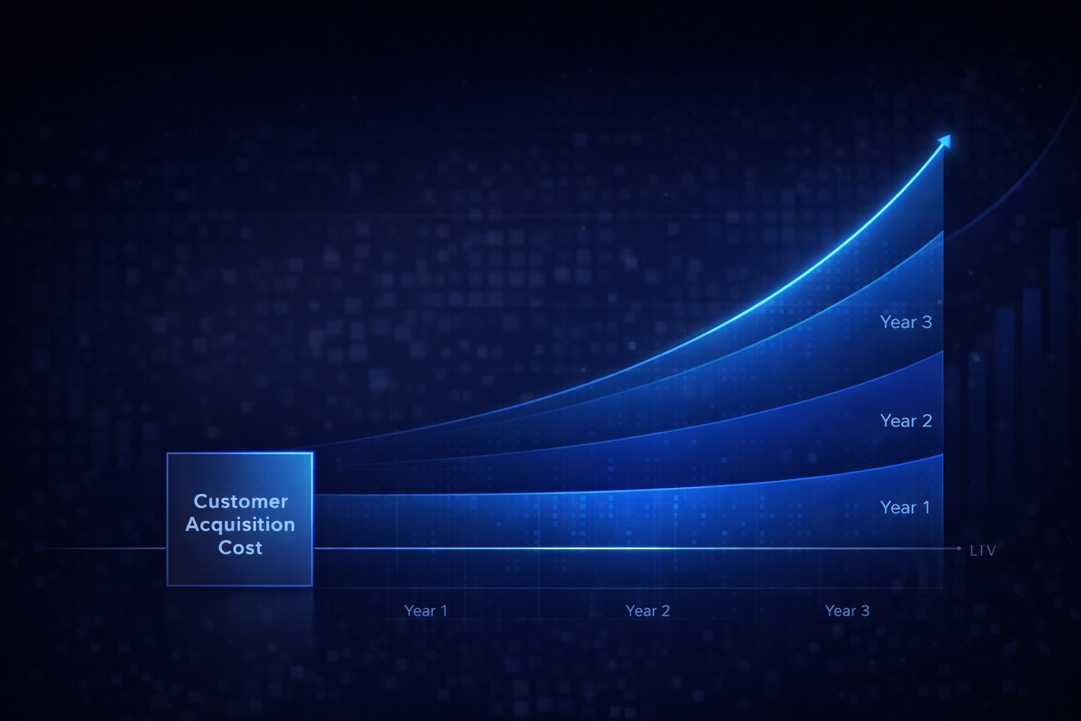 Customer Acquisition Cost vs LTV over 3 years